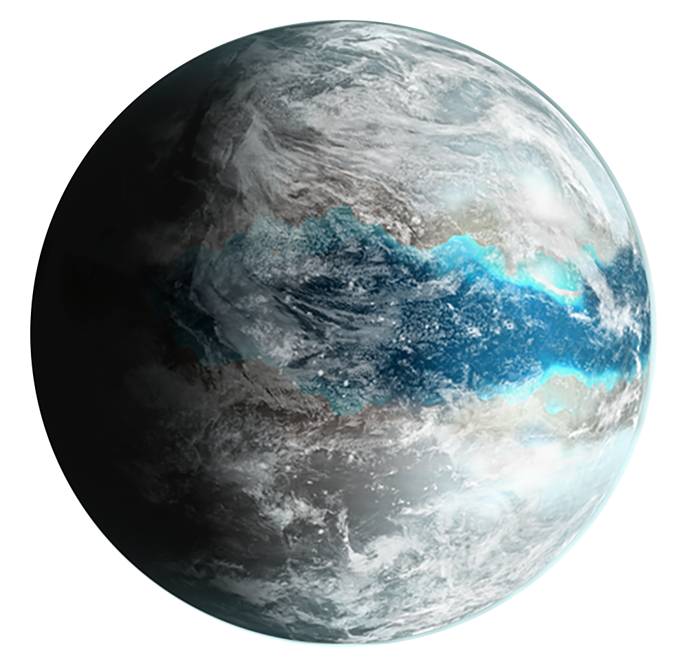 La Tierra en una época en que gran parte estaba cubierta de hielo.