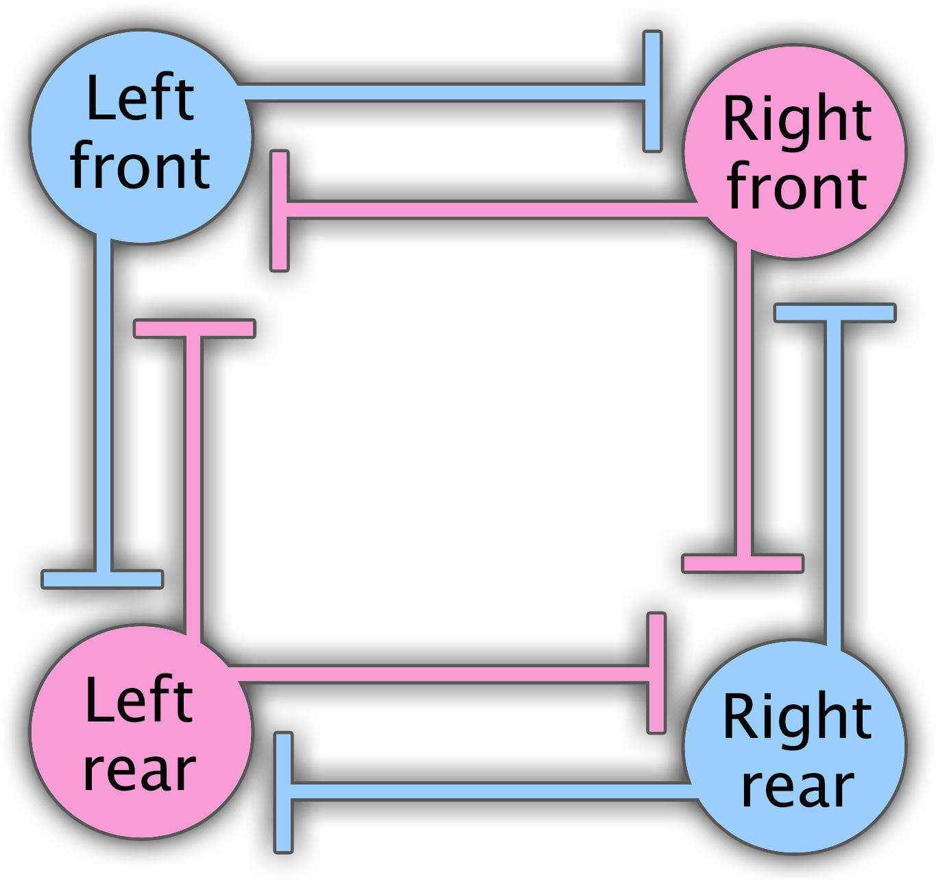 Four limb muscle control circuit diagram for trotting.