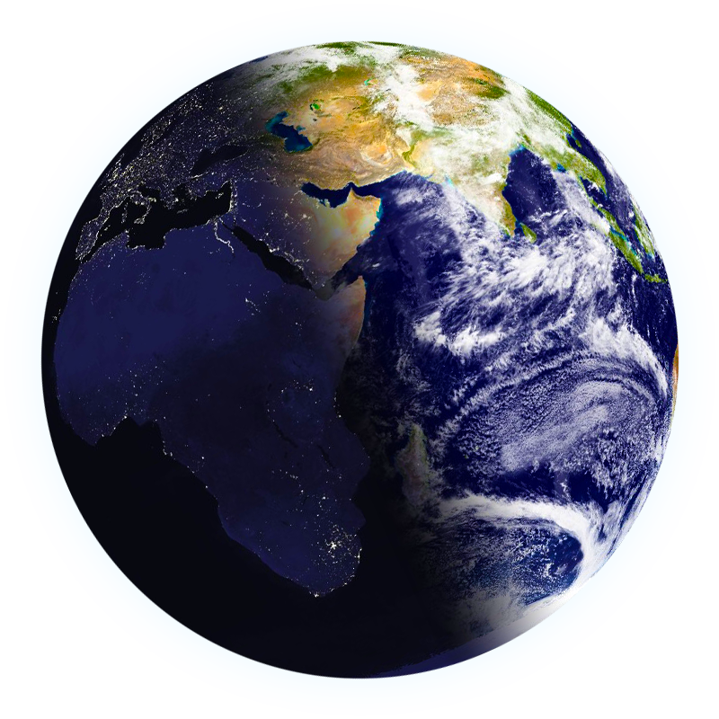 Image of Earth half illuminated by the sun.