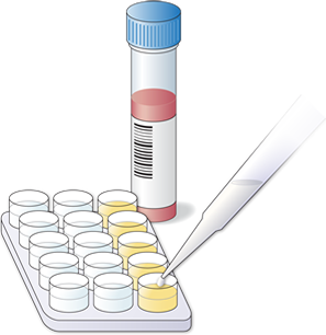 illustration of testosterone measurement showing test samples reacting to immunoassay